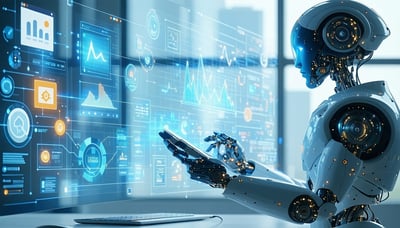 Illustration of digital marketing automation and AI-powered business solutions